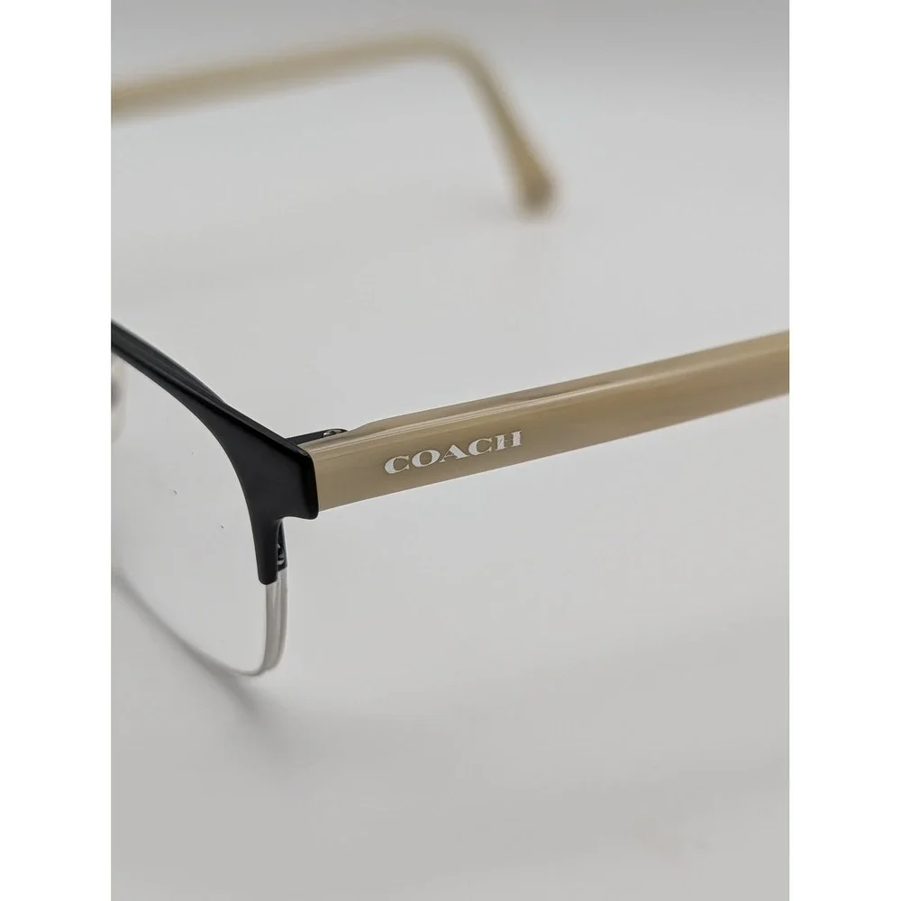 Coach HC5047 Evie Eyeglass Frames Only Satin Black Cream Semi-Rimless Women